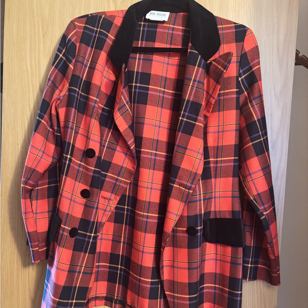Hugo Buscati Red and Black Plaid Blazer